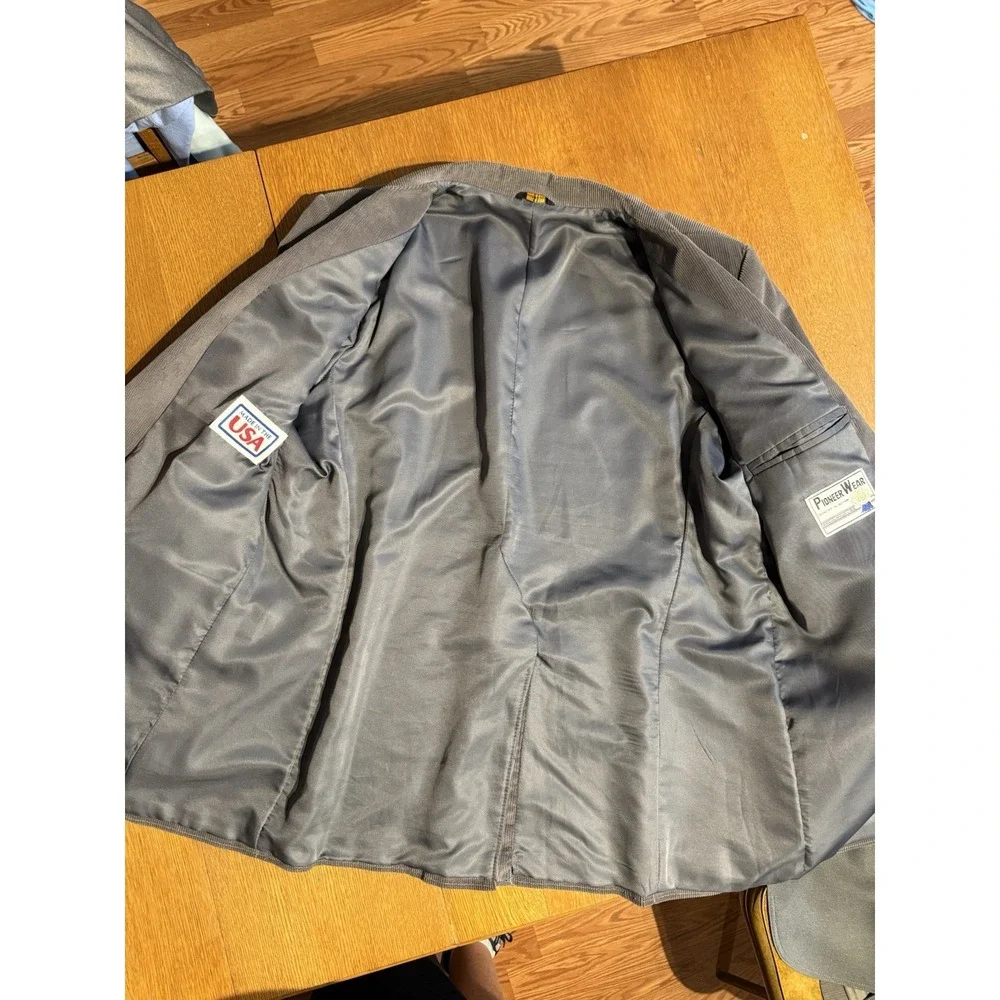 Vintage PIONEER‎ WEAR Corduroy Blazer 48L Rancher Jacket Gray Suede Elbow Patch